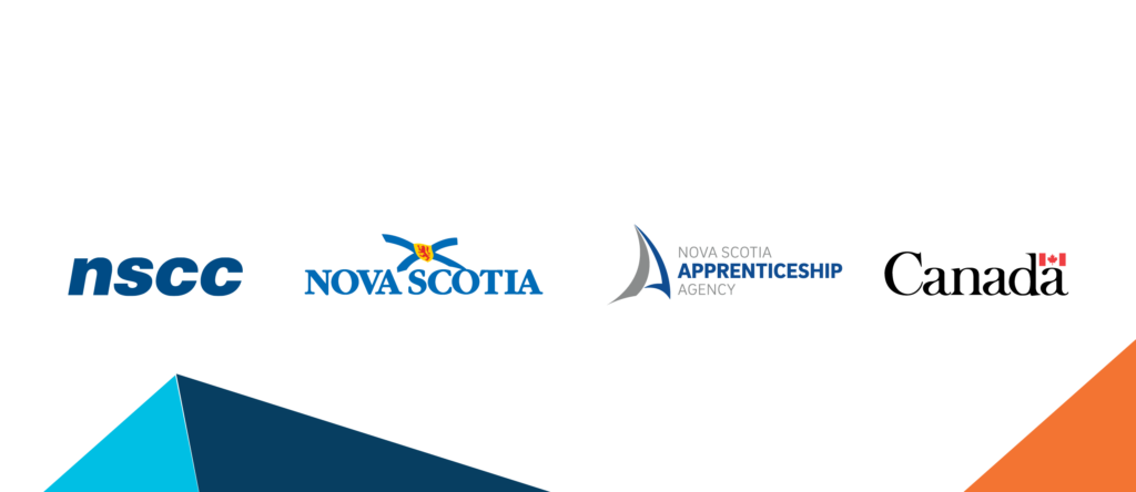 3 Cubes at bottom bleed off page. 4 Presenting partner logos in order, NSCC, Province of Nova Scotia, Nova Scotia Apprenticeship Agency, Government of Canada.